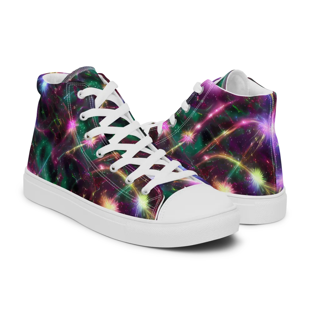 Astral Fireworks on Women's High Top Canvas Shoes — Right
