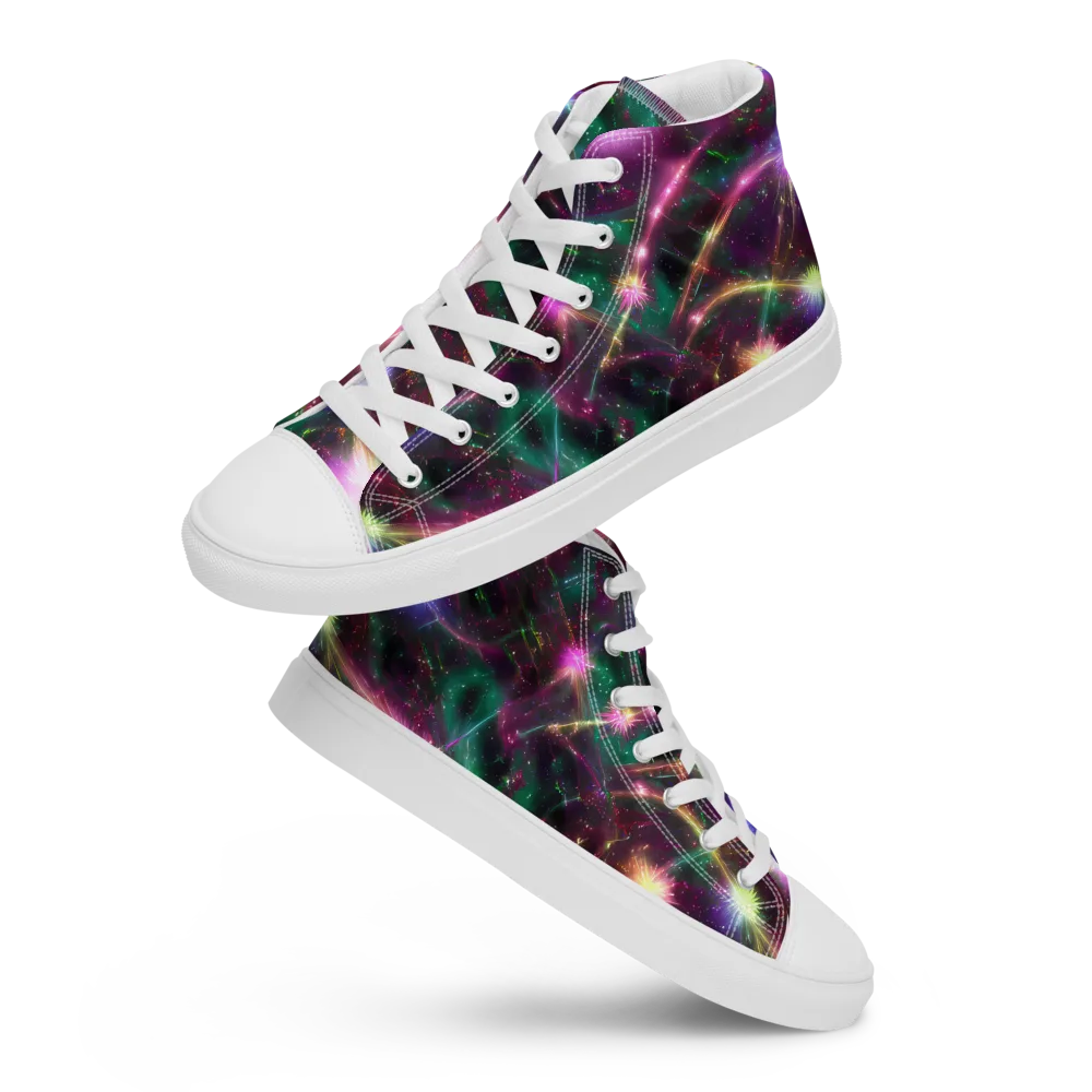Astral Fireworks on Women's High Top Canvas Shoes — Front