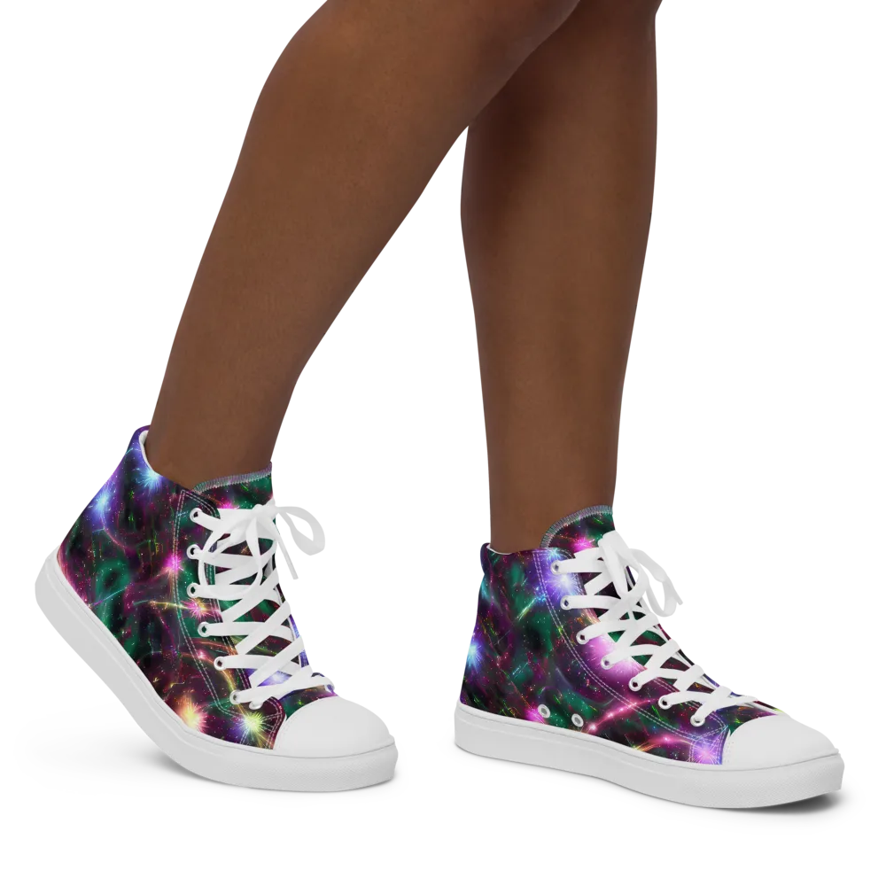 Astral Fireworks on Women's High Top Canvas Shoes — Right