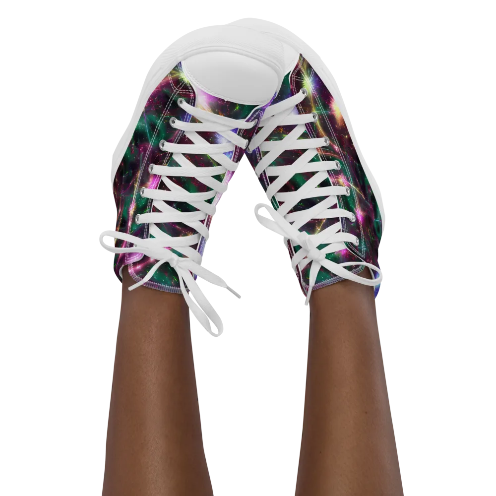 Astral Fireworks on Women's High Top Canvas Shoes — Front