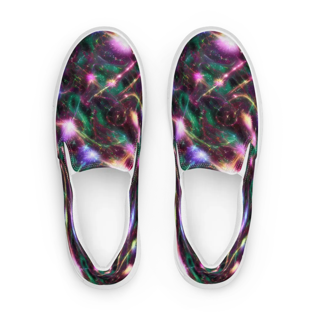Astral Fireworks on Men's Slip-On Canvas Shoes — Front