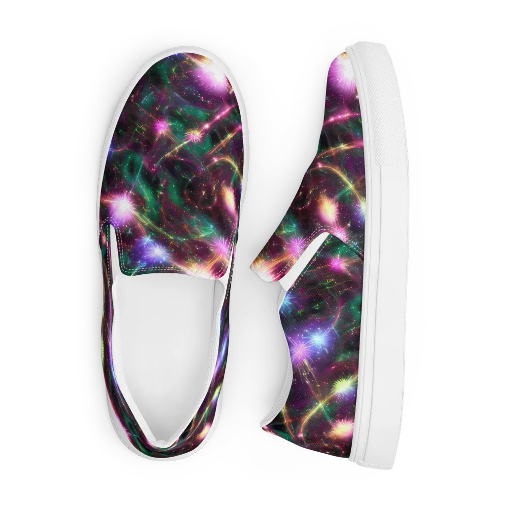 Astral Fireworks on Men's Slip-On Canvas Shoes — Front