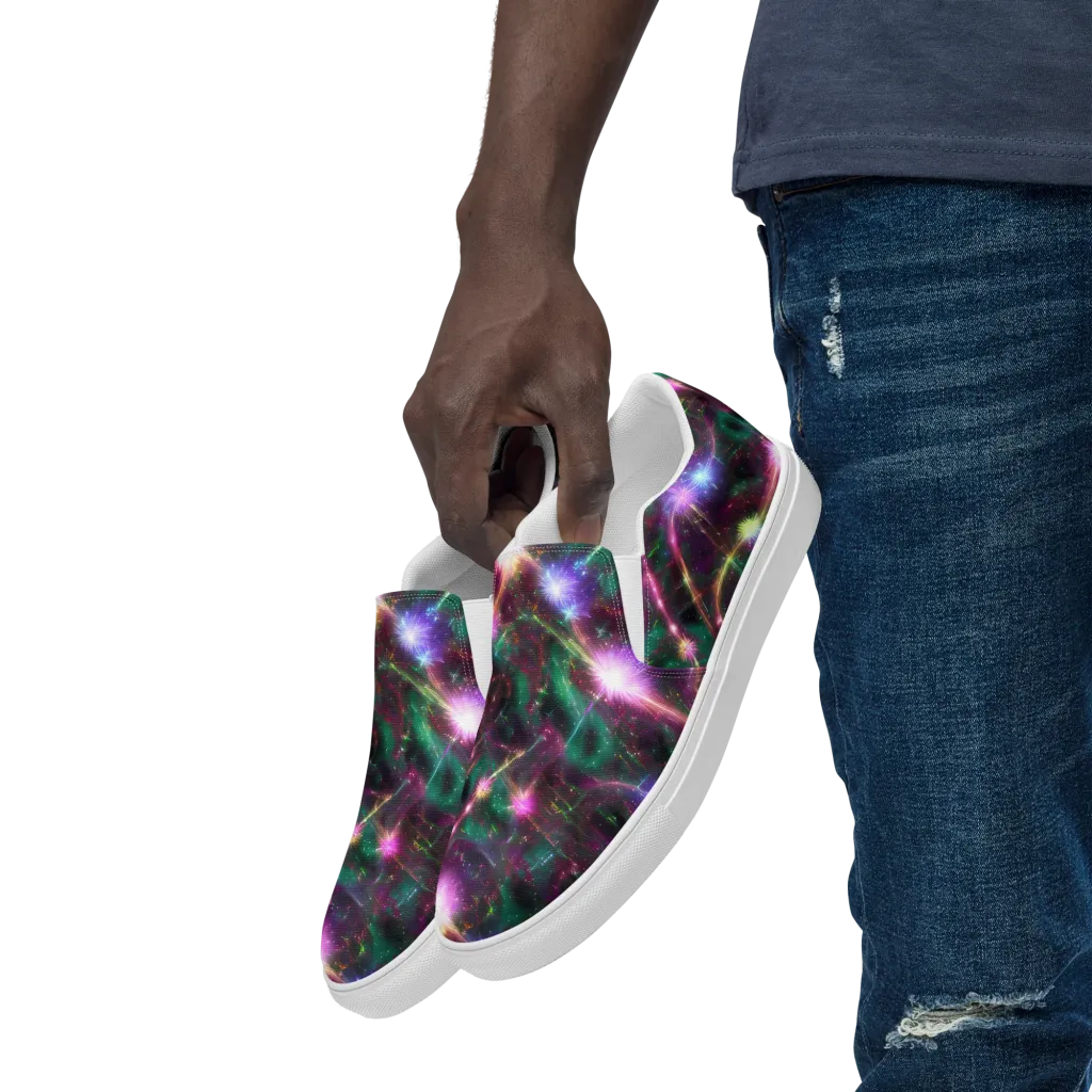 Astral Fireworks on Men's Slip-On Canvas Shoes — Left Front