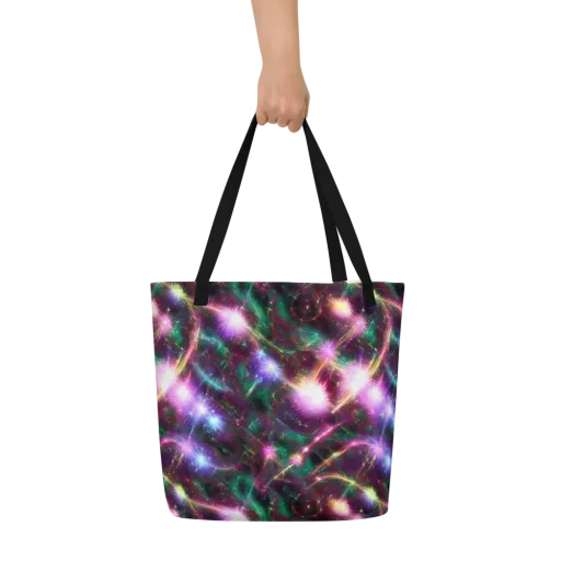 Astral Fireworks on a Large Tote Bag W/ Pocket