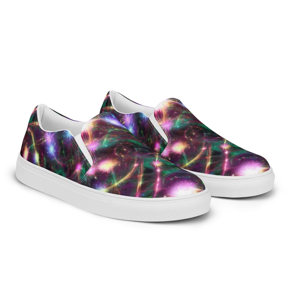 Astral Fireworks on Women's Slip-On Canvas Shoes — Right Front