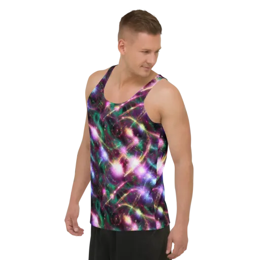 Astral Fireworks on a Men's Tank Top