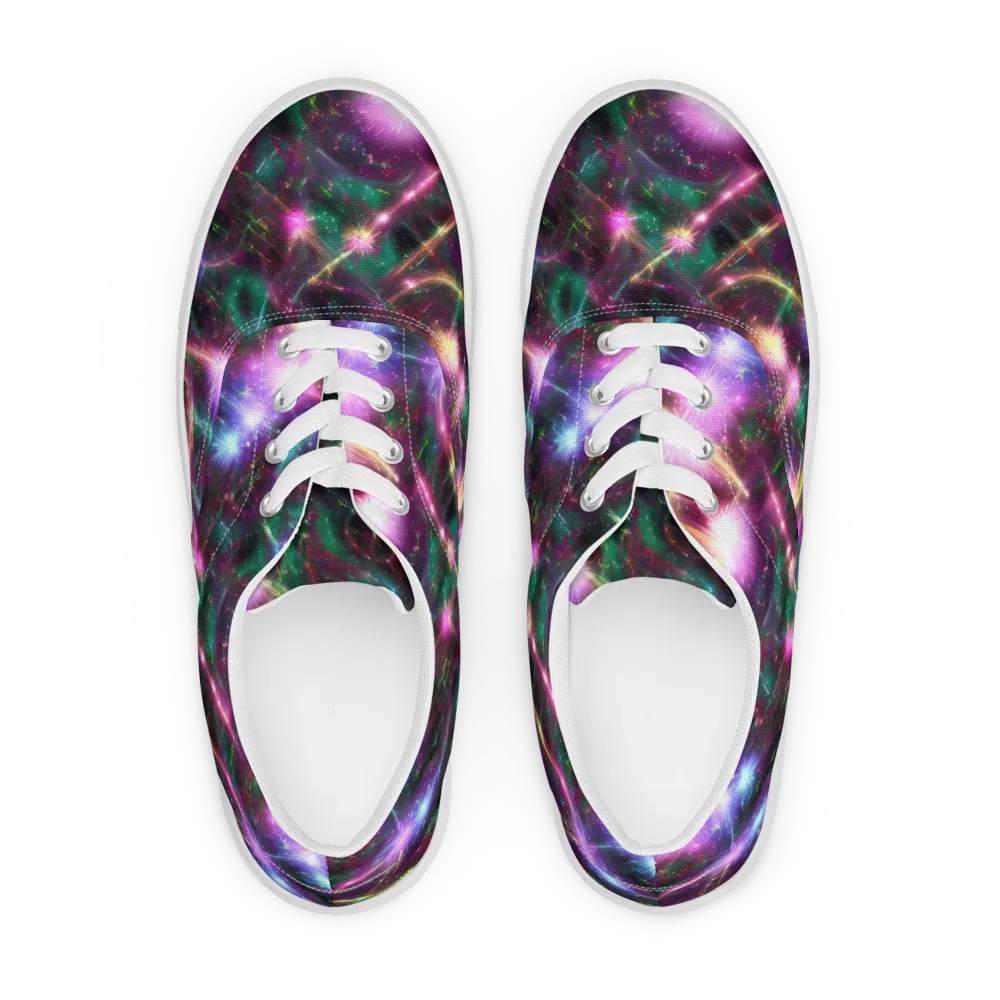 Astral Fireworks on Men's Lace-Up Canvas Shoes — Front