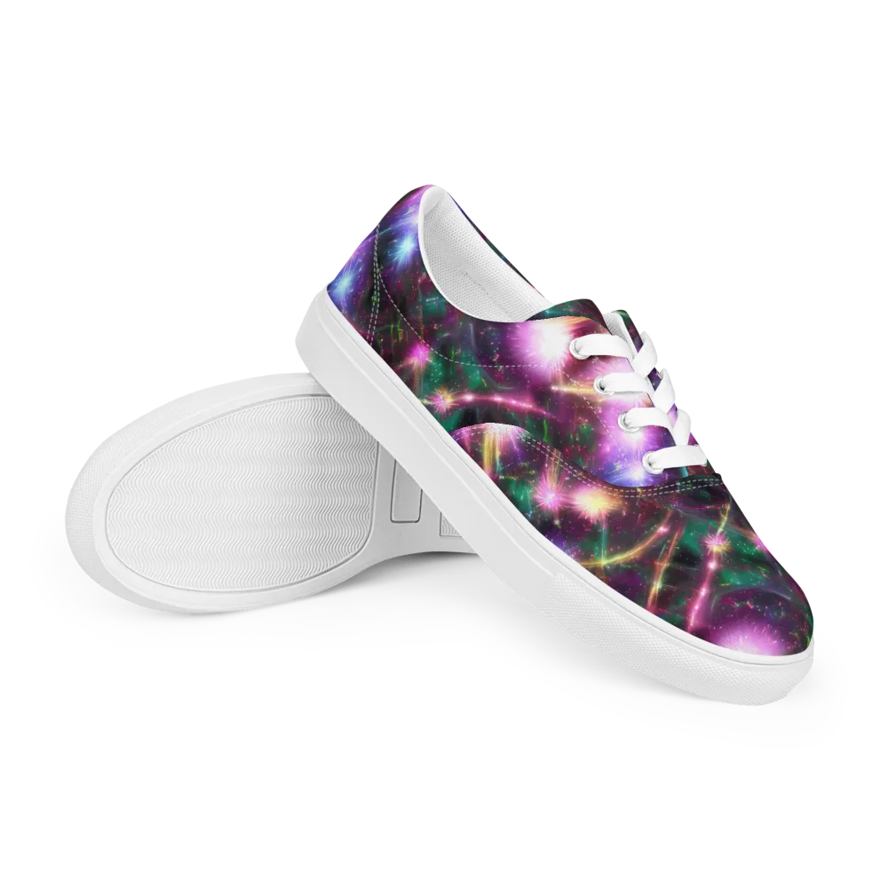 Astral Fireworks on Men's Lace-Up Canvas Shoes — Right Front