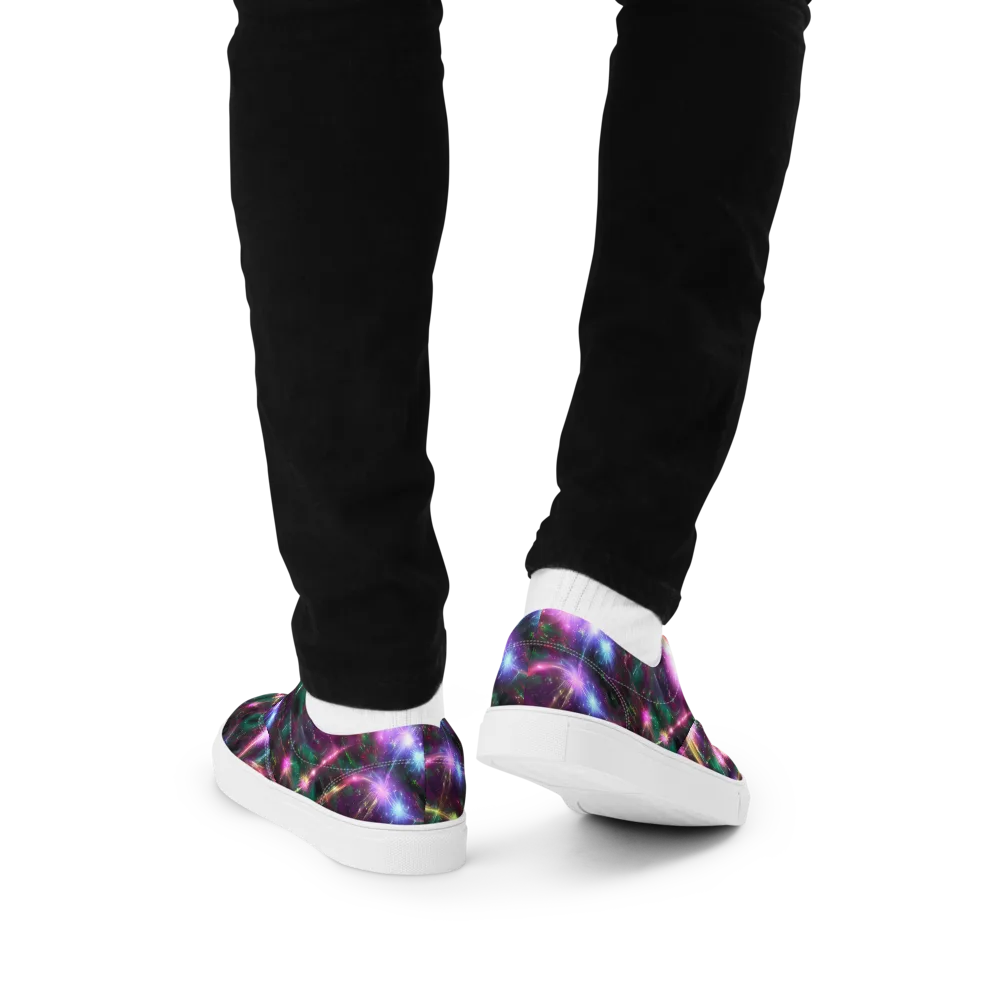 Astral Fireworks on Men's Lace-Up Canvas Shoes — Back