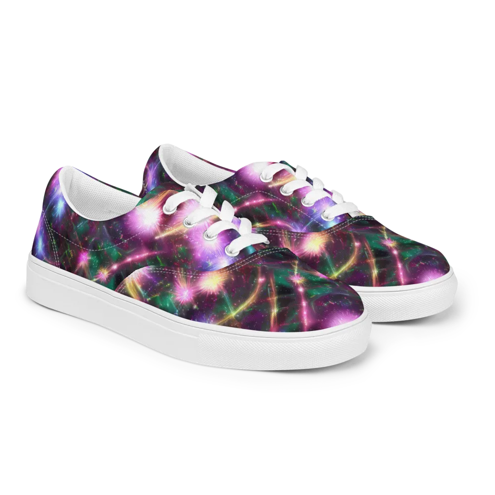 Astral Fireworks on Men's Lace-Up Canvas Shoes — Right Front