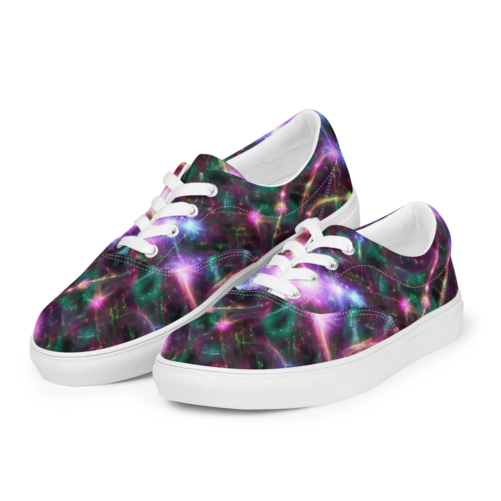 Astral Fireworks on Men's Lace-Up Canvas Shoes — Left Front
