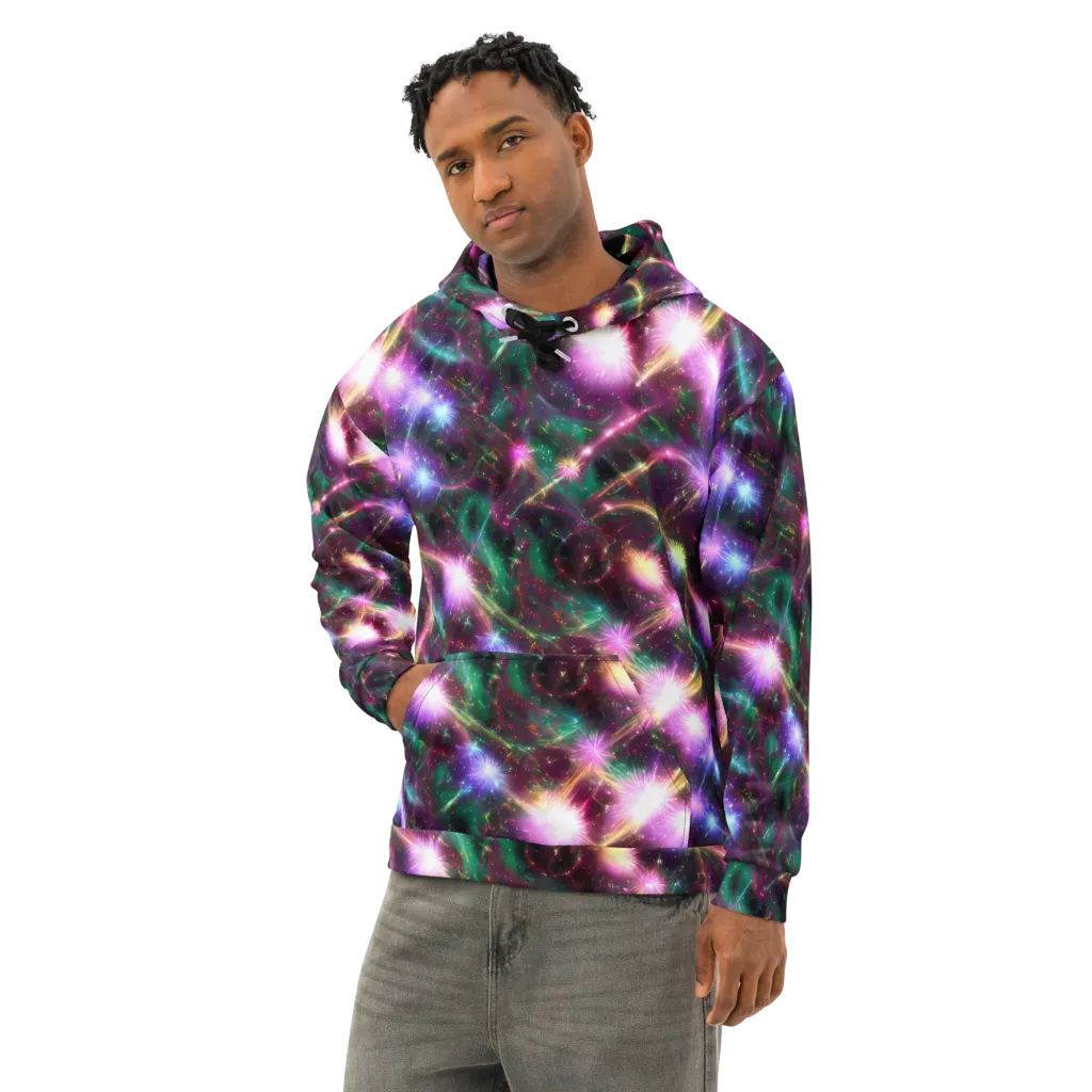 Astral Fireworks on Cotton Hoodie — Left Front