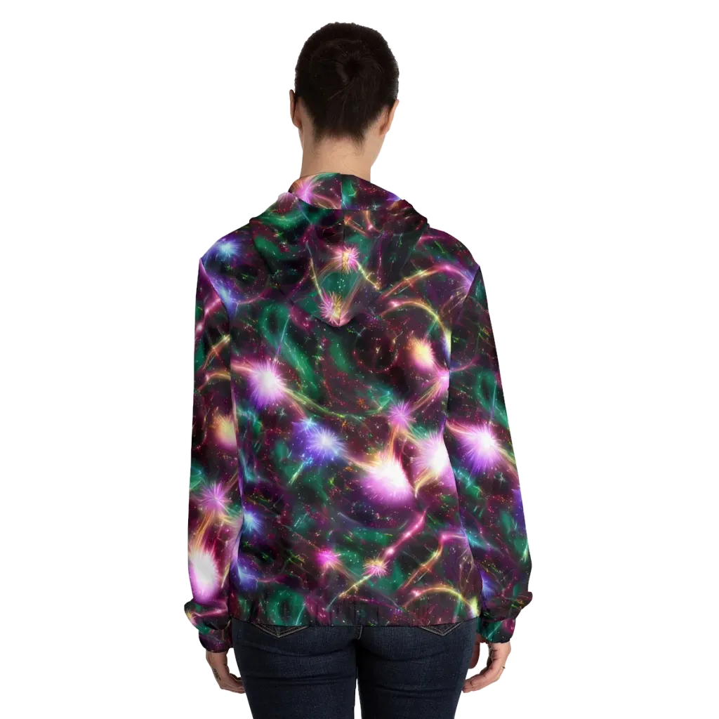 Astral Fireworks on Women's Full-Zip Hoodie — Back On Person
