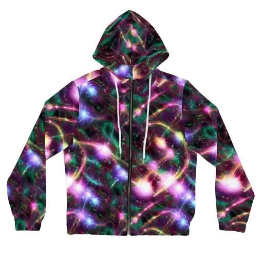 Astral Fireworks on a Women's Full-Zip Hoodie