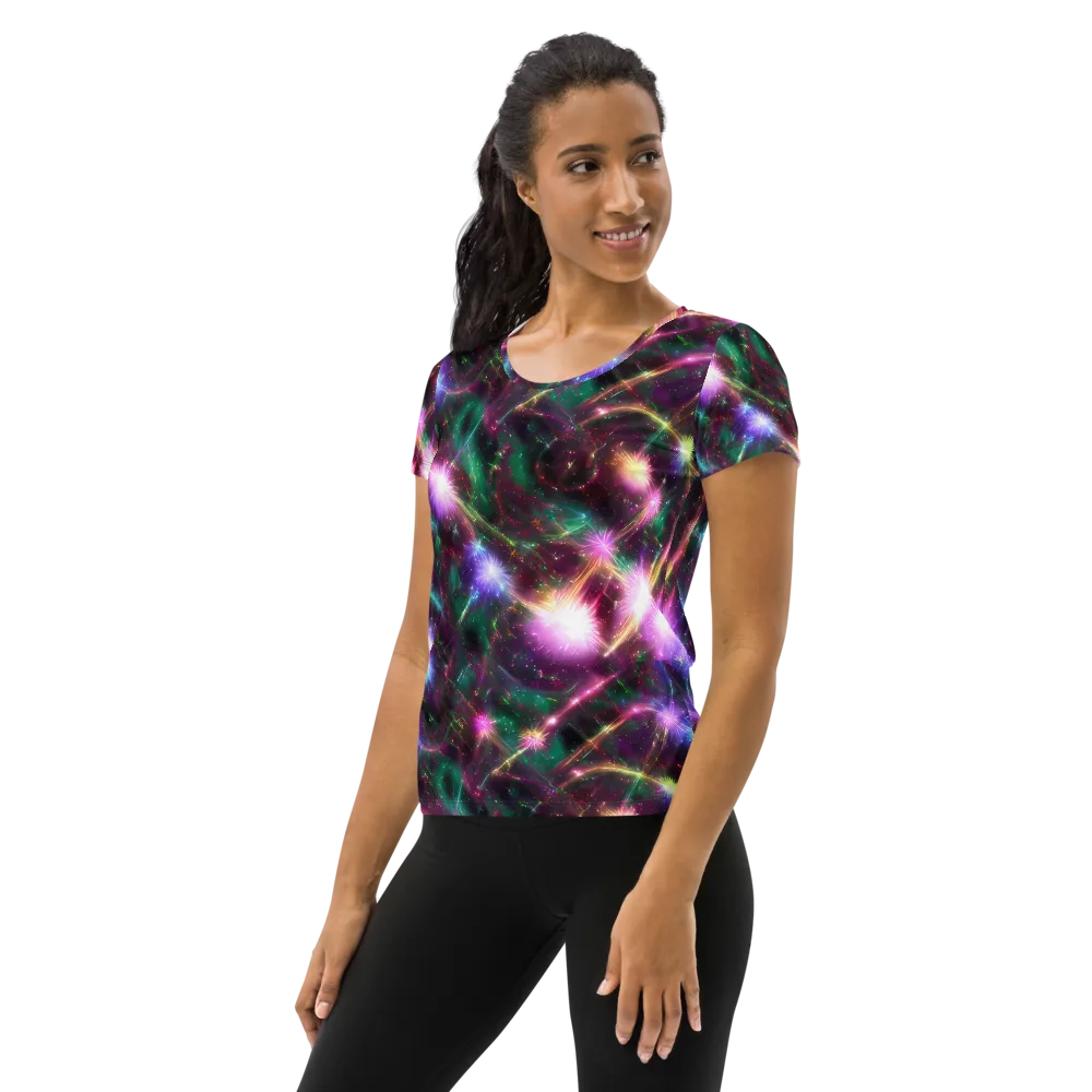 Astral Fireworks on Women's Athletic T-Shirt — Left