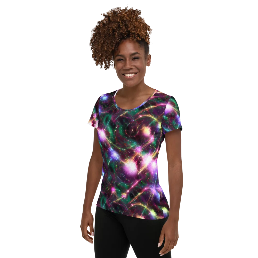 Astral Fireworks on Women's Athletic T-Shirt — Left