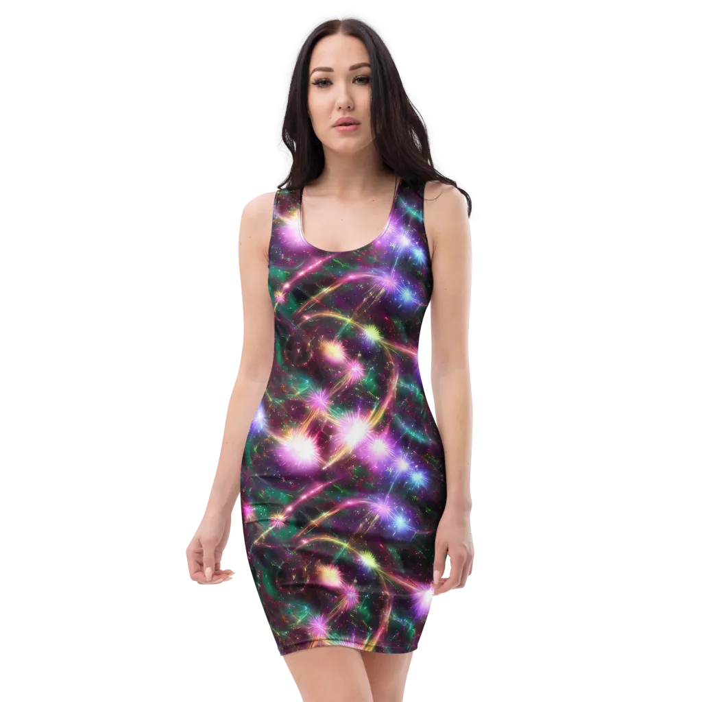 Astral Fireworks on Bodycon Dress — Front