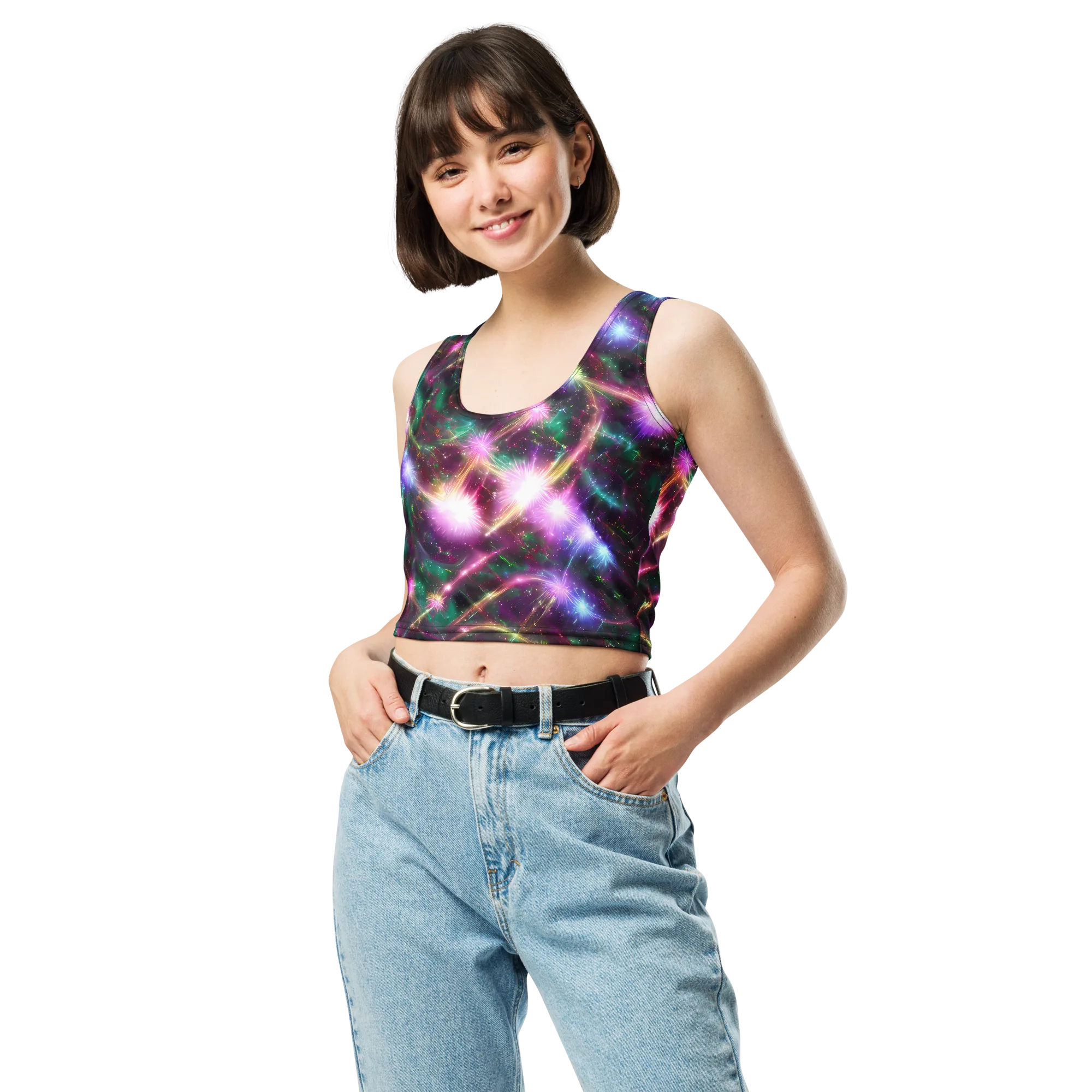 Astral Fireworks on Crop Top — Front