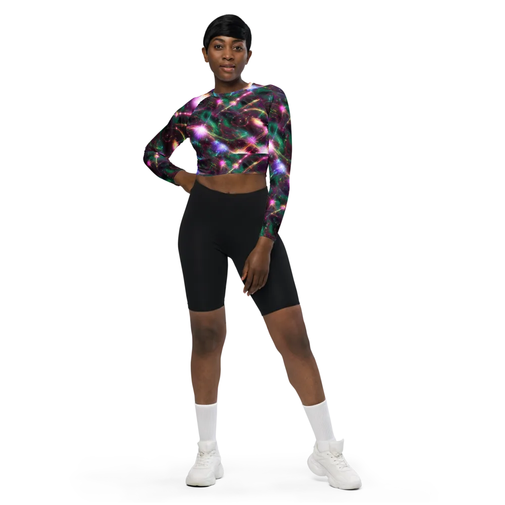 Astral Fireworks on Long Sleeve Crop Top — Front