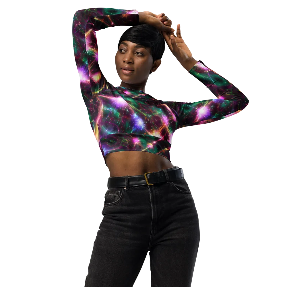 Astral Fireworks on Long Sleeve Crop Top — Front
