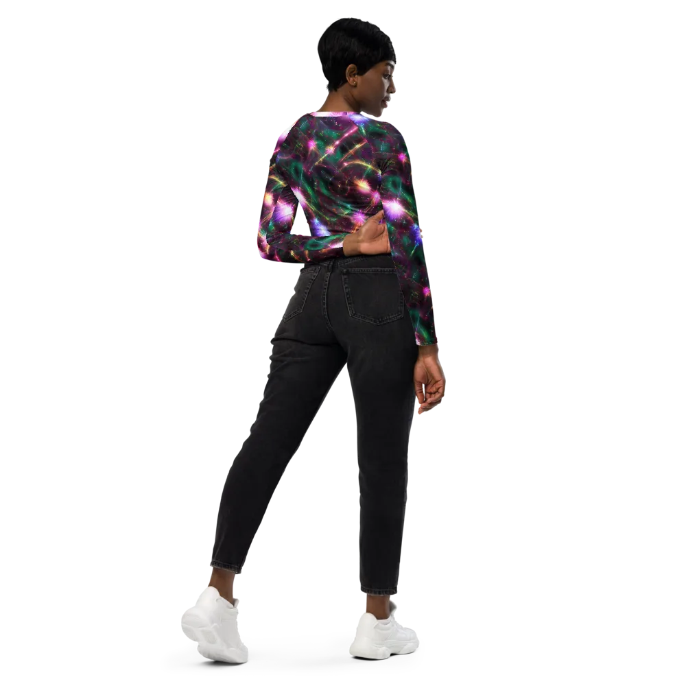 Astral Fireworks on Long Sleeve Crop Top — Right Back