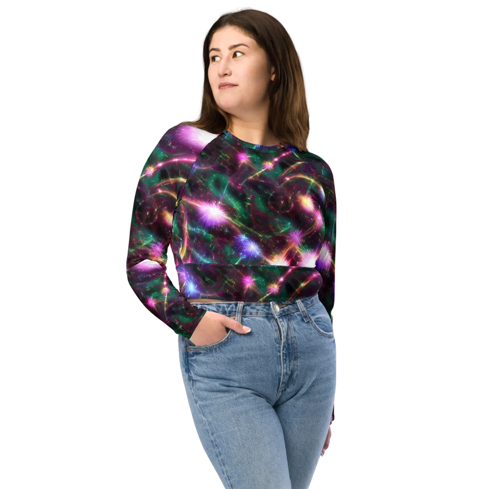 Astral Fireworks on Long Sleeve Crop Top — Front