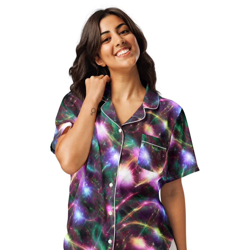 Astral Fireworks on Women's Short Sleeve Pajama Top — Front