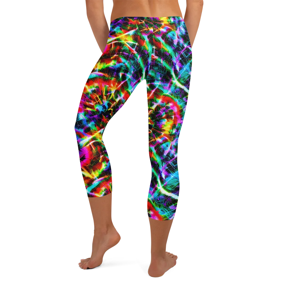 Cyber Kaleidoscope on Capri Leggings — Back