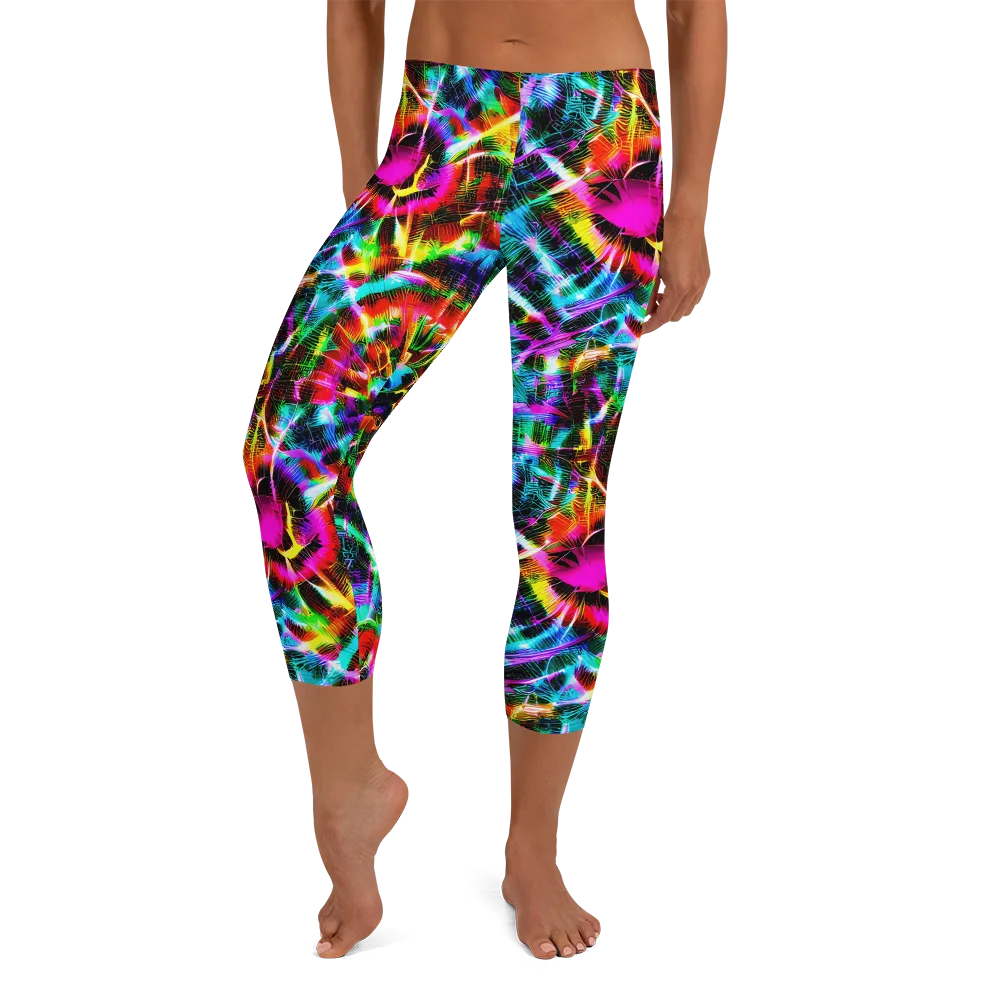 Cyber Kaleidoscope on Capri Leggings — Front