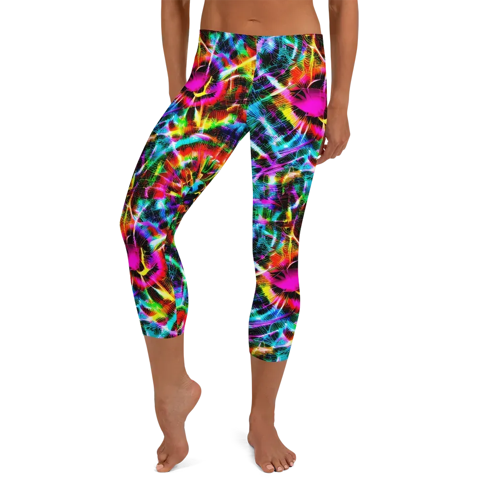 Cyber Kaleidoscope on Capri Leggings — Front