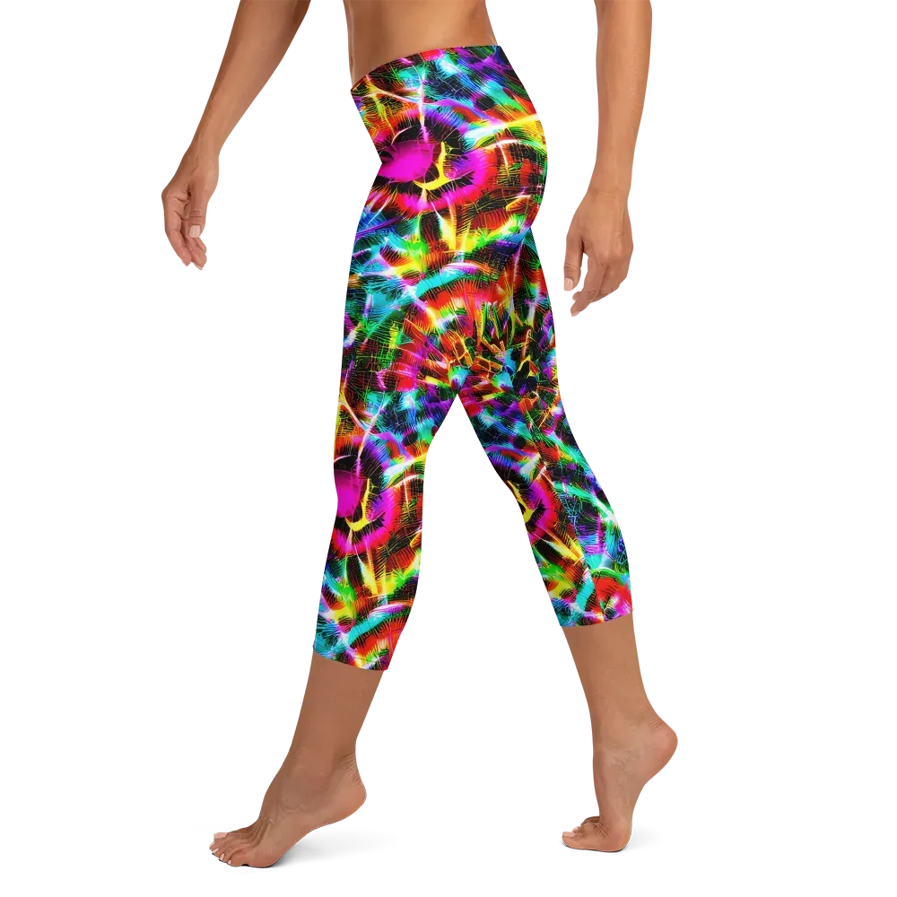 Cyber Kaleidoscope on Capri Leggings — Left