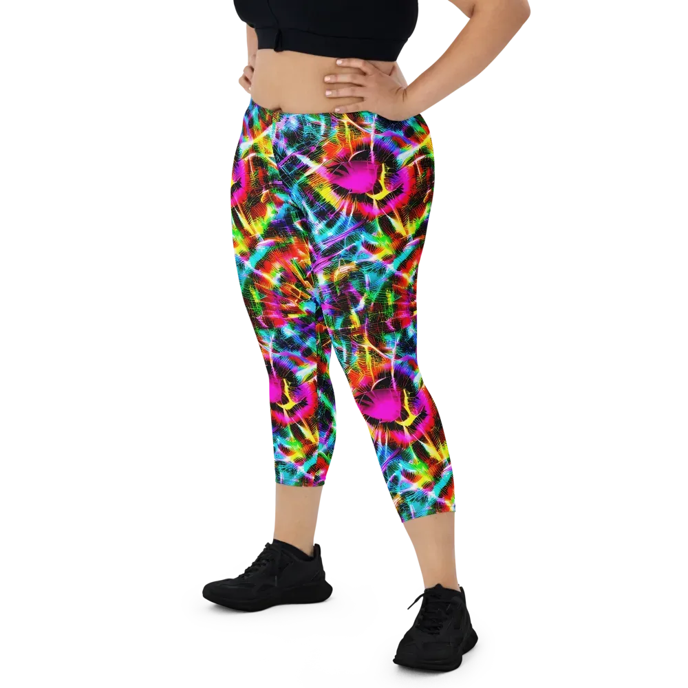 Cyber Kaleidoscope on Capri Leggings — Front