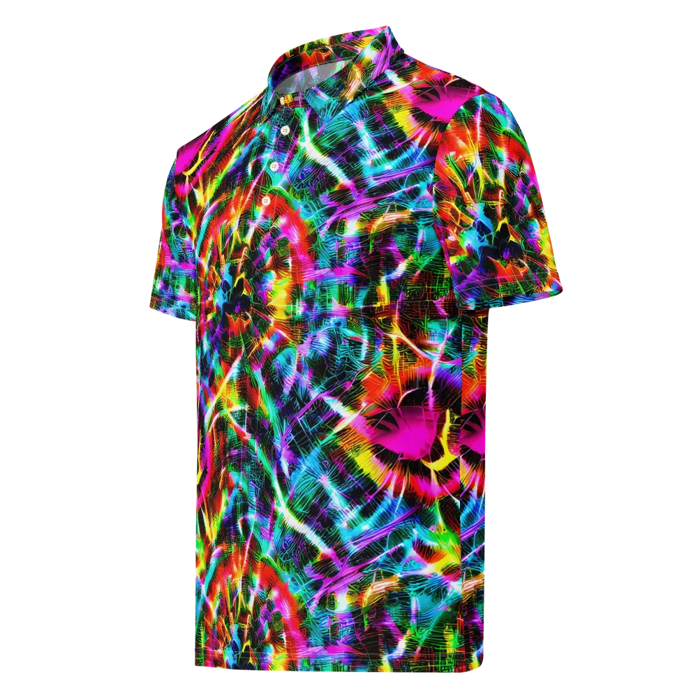 Cyber Kaleidoscope on Men's Slim Fit Polo Shirt — Left Front
