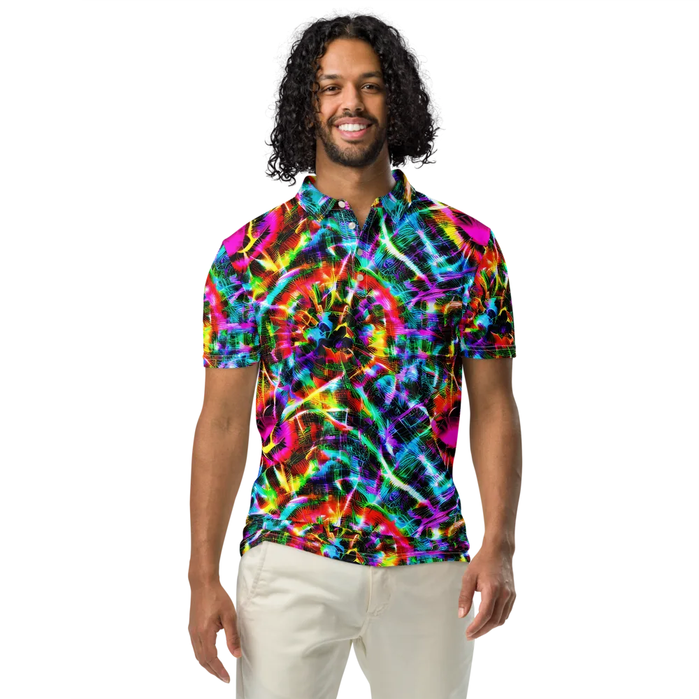 Cyber Kaleidoscope on Men's Slim Fit Polo Shirt — Front