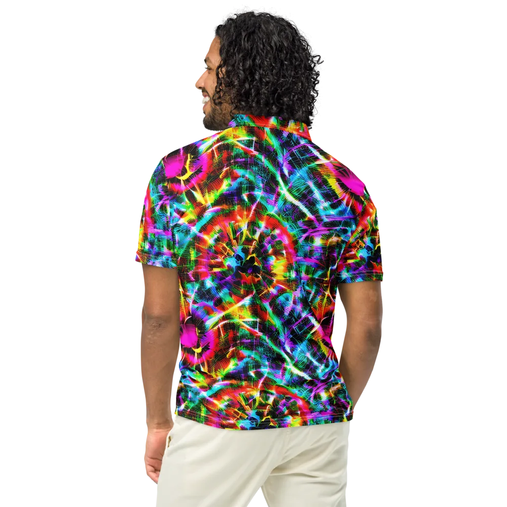 Cyber Kaleidoscope on Men's Slim Fit Polo Shirt — Back