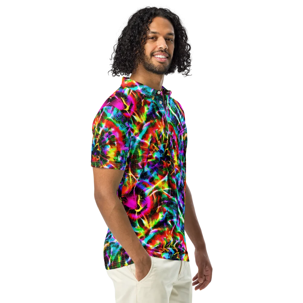 Cyber Kaleidoscope on Men's Slim Fit Polo Shirt — Right Front