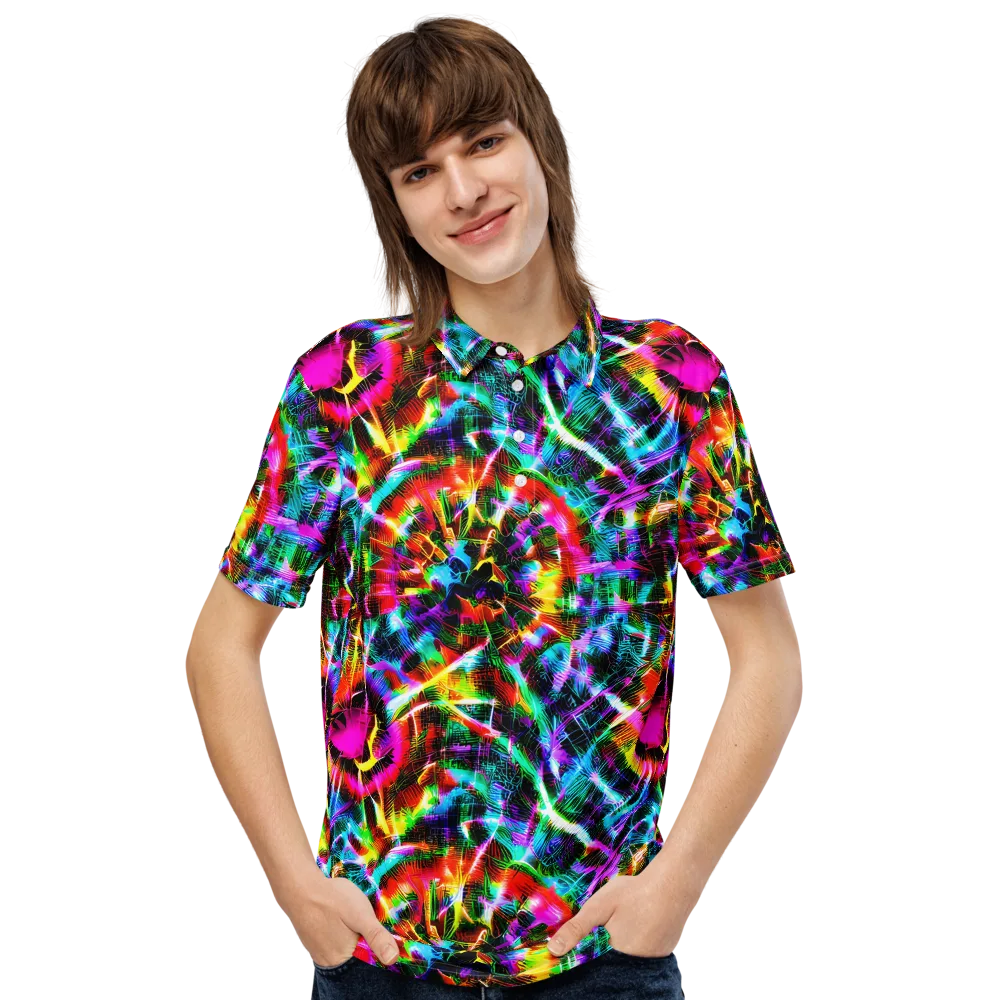 Cyber Kaleidoscope on Men's Slim Fit Polo Shirt — Front