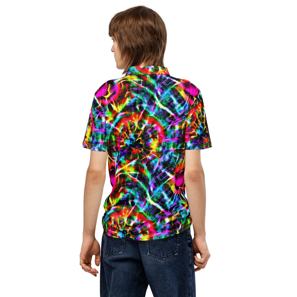 Cyber Kaleidoscope on Men's Slim Fit Polo Shirt — Back