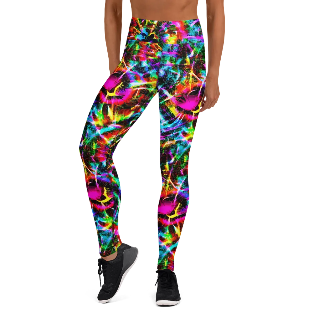 Cyber Kaleidoscope on Yoga Leggings — Front