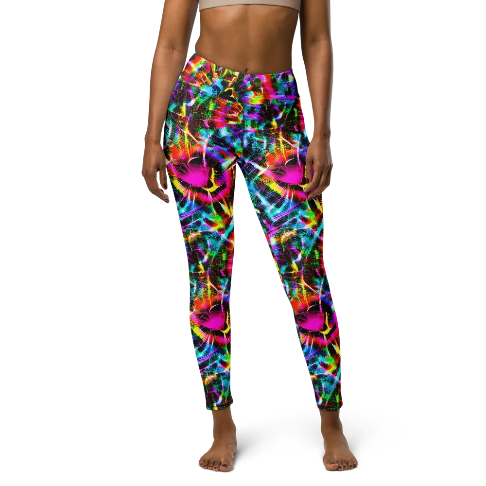 Cyber Kaleidoscope on Yoga Leggings — Front