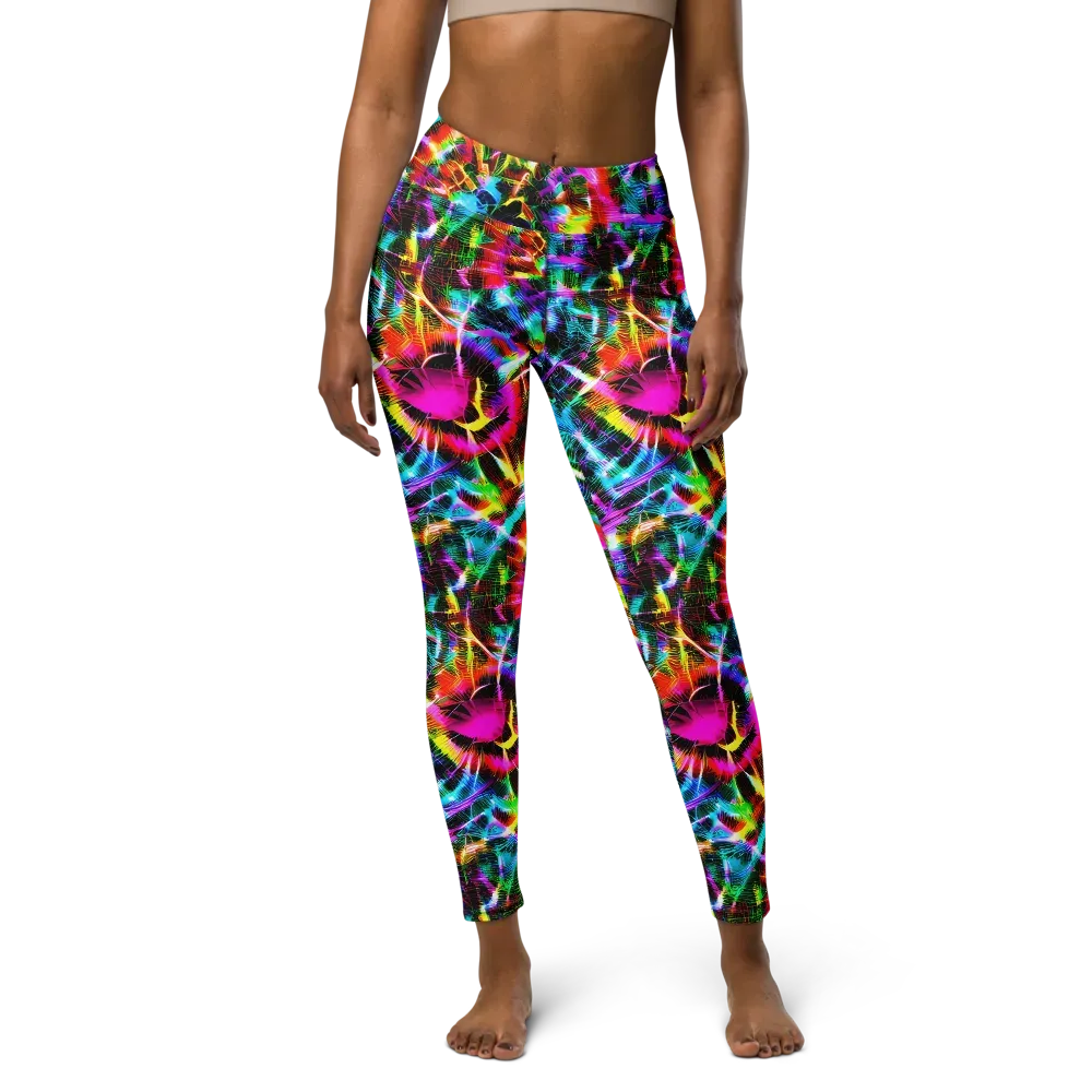 Cyber Kaleidoscope on Yoga Leggings — Front
