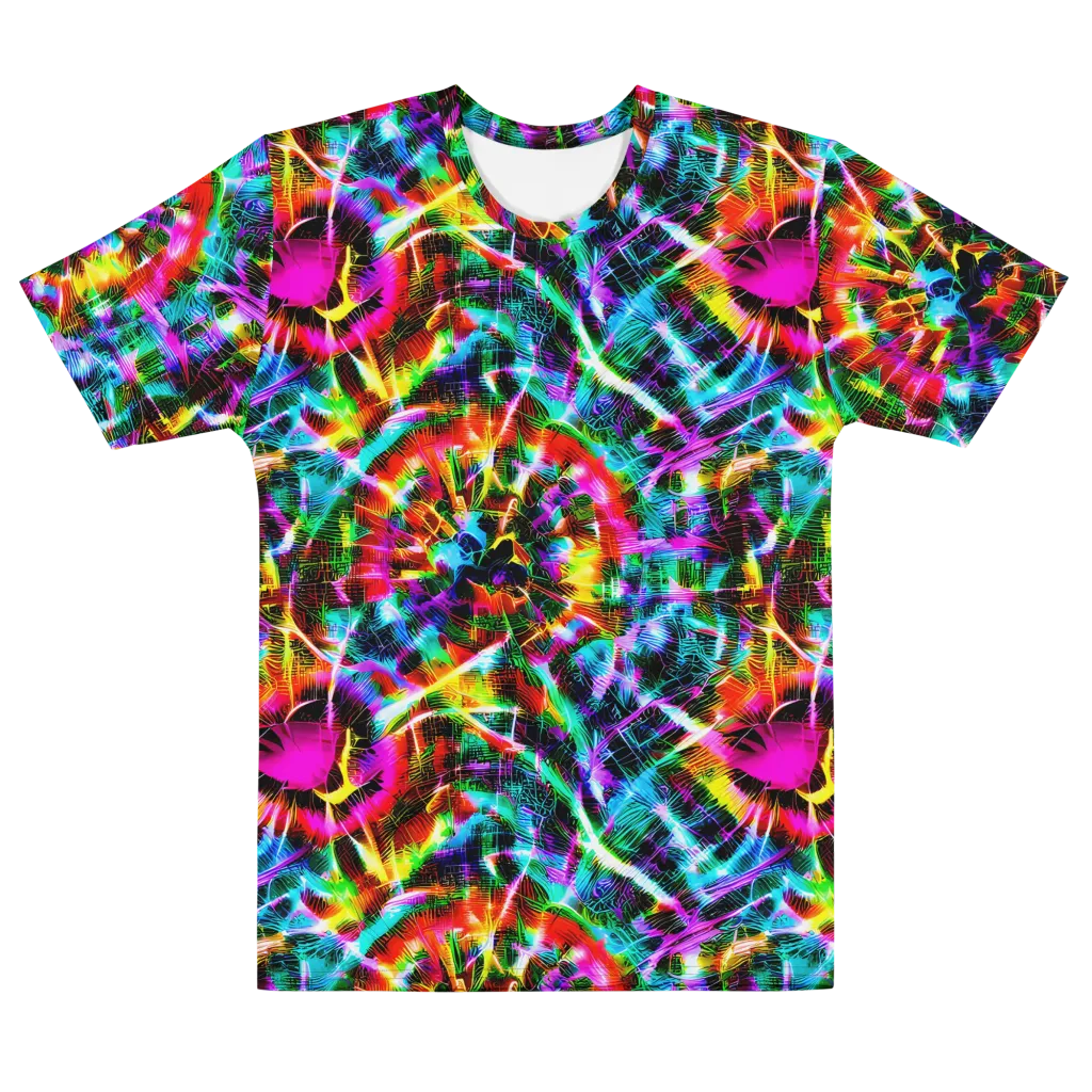 Cyber Kaleidoscope on Men's Cotton Crew Neck T-Shirt — Front