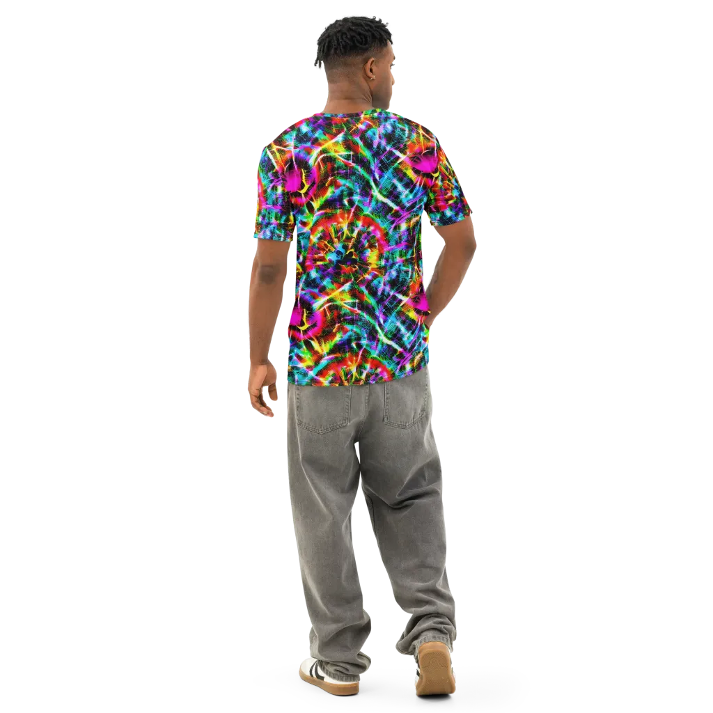 Cyber Kaleidoscope on Men's Cotton Crew Neck T-Shirt — Back