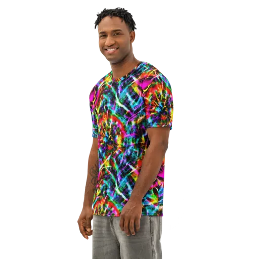 Cyber Kaleidoscope on a Men's Cotton Crew Neck T-Shirt
