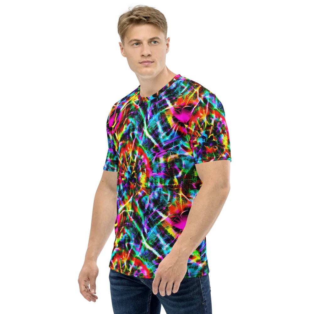 Cyber Kaleidoscope on Men's Crew Neck T-Shirt — Left