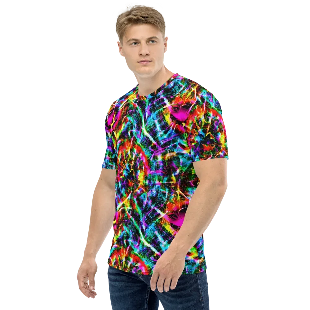 Cyber Kaleidoscope on Men's Crew Neck T-Shirt — Left