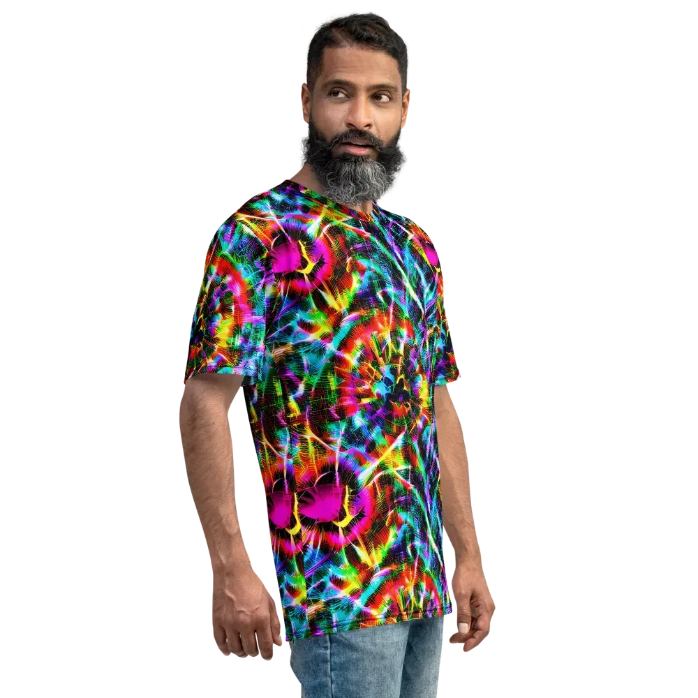 Cyber Kaleidoscope on Men's Crew Neck T-Shirt — Right