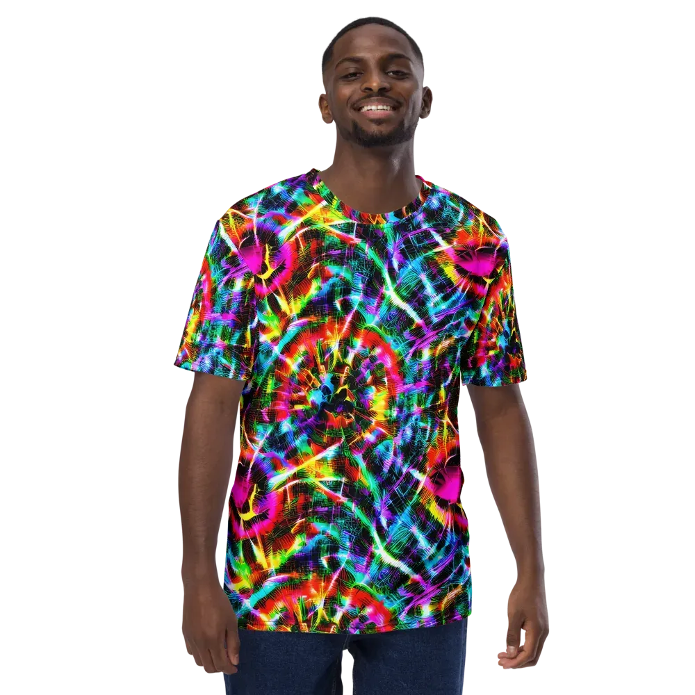Cyber Kaleidoscope on Men's Crew Neck T-Shirt — Front