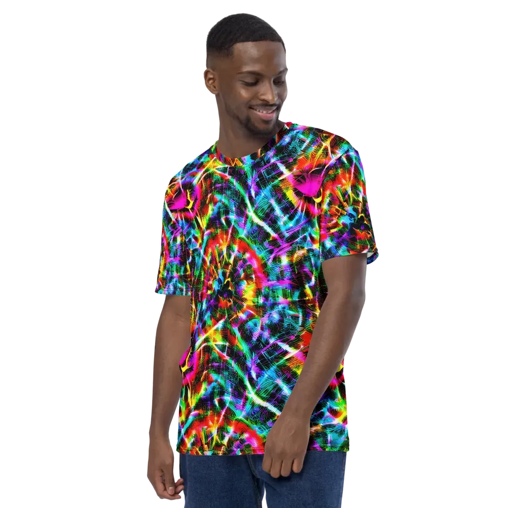 Cyber Kaleidoscope on Men's Crew Neck T-Shirt — Left