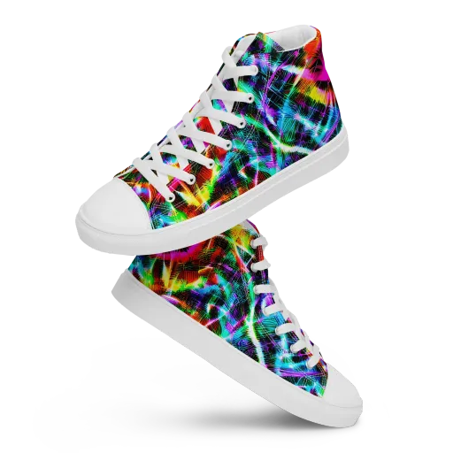 Cyber Kaleidoscope on a Men's High Top Canvas Shoes